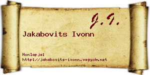 Jakabovits Ivonn névjegykártya